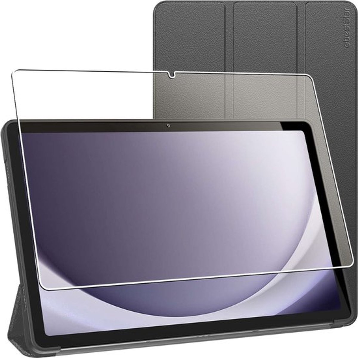 ebestStar - Hoes geschikt voor Samsung Galaxy Tab A9+ (2023) SM-X210, Slimme Hoes met Magnetische Flip Bescherming, Siliconen, Zwart + Gehard Glas