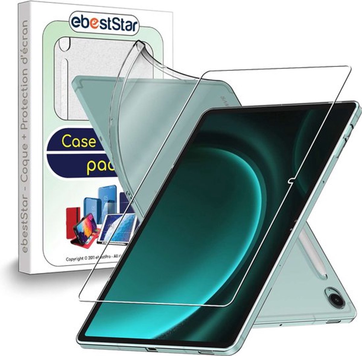 ebestStar - Hoes geschikt voor Samsung Galaxy Tab S9 FE X510N, 5G X516B, Back Cover, Beschermhoes anti-luchtbellen hoesje, Transparant + Gehard Glas