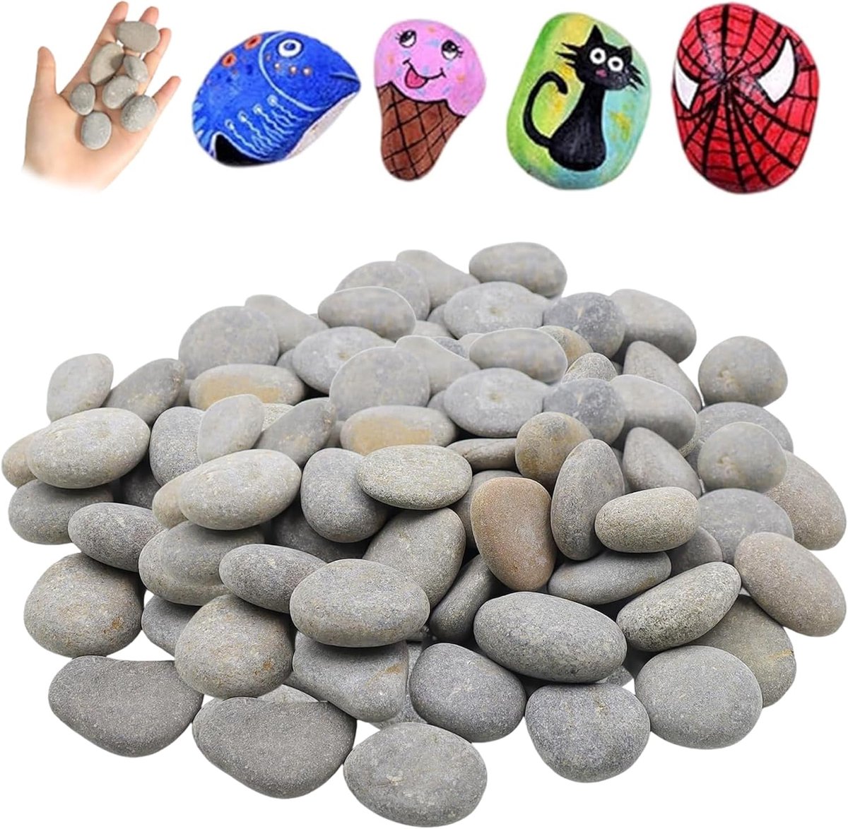 SnelShoppen - 40 Stuks Natuurlijke Ronde Rivierstenen voor Schilderen, Glad Pebbles 1-3cm, Perfect voor Creatieve Projecten, Decoratie en Aquariums