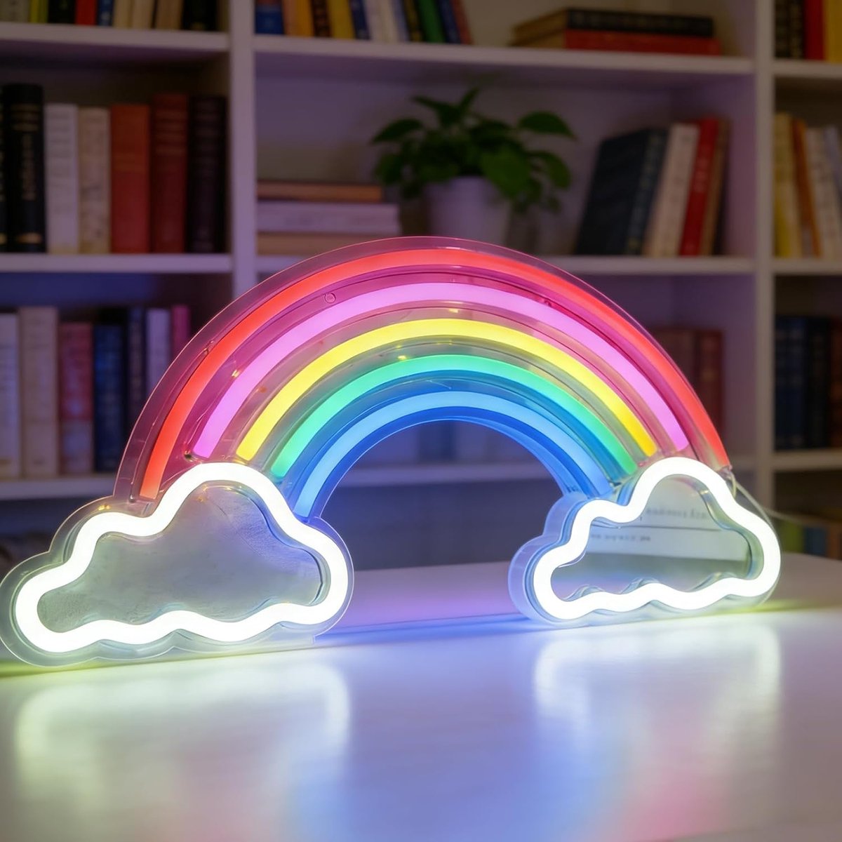 SnelShoppen - Regenboog Neon Wandlamp - USB Aangedreven Wanddecoratie voor Slaapkamer en Kinderkamer - Kleurrijk Nachtlampje voor Feest en Speelkamer