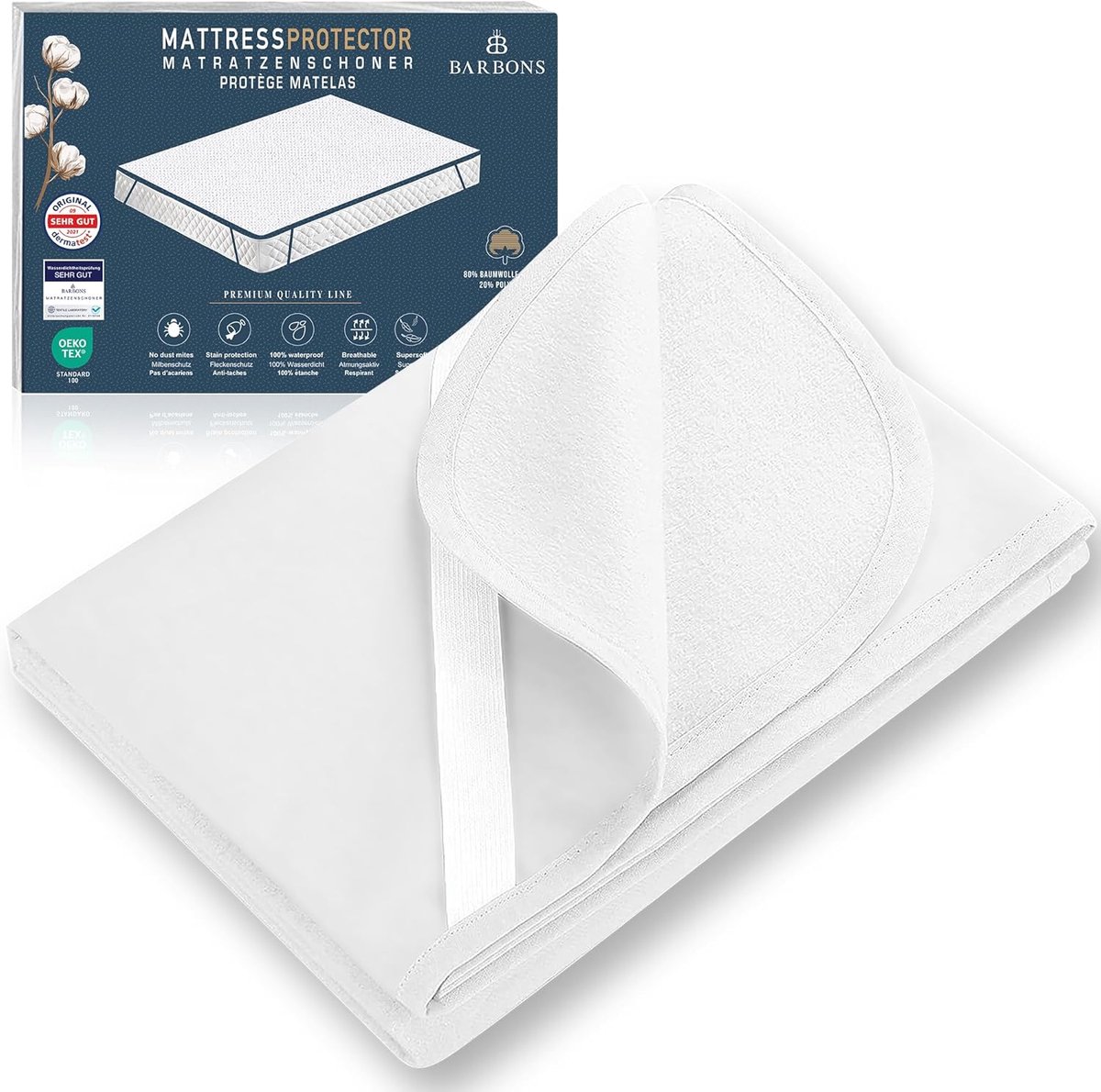 SnelShoppen - Waterproof Matraskover 70x160 - Oeko-Tex Gecertificeerd Ademend - Incontinentie Bescherming - Machinewasbaar - Sterke Elastische Hoeken
