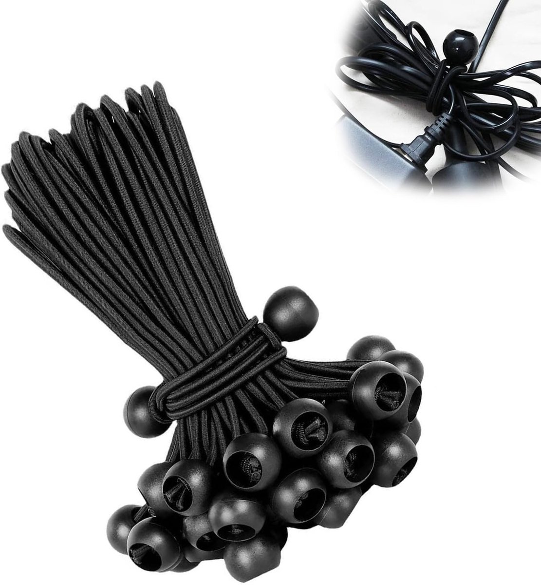 Elastic Cords met Ballen - 20 Stuks Rubber Tensioners van 30 cm voor Zeilen, Tenten en Banners