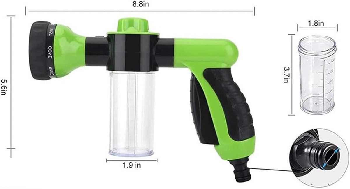 SnelShoppen - Garden Hand Shower - Hoge Druk Tuinspuit - 8 Waterstroom Instellingen - Ideaal voor Tuin Water geven, Auto Wassen, Huisdier Douchen, Gro