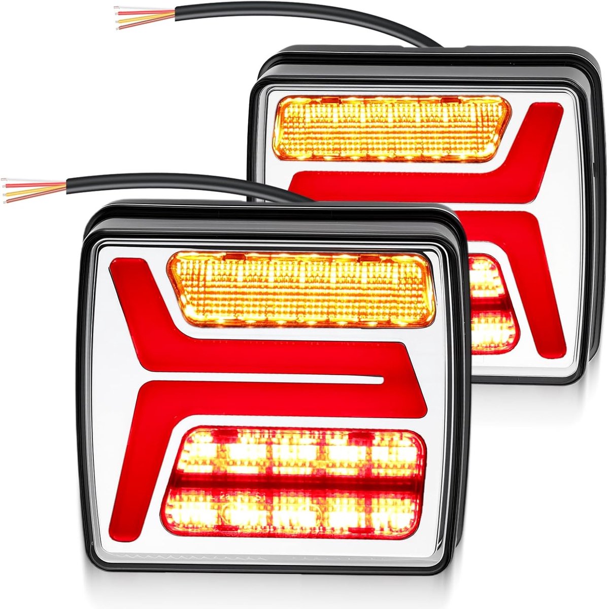 SnelShoppen - LED Achterlichtset voor Trailer, 12V, Gescheiden Rem-/Achterlicht, IP67 Waterdicht, ECE R148 R10 Gekeurd, 35 LEDs, Exclusief Bedrading