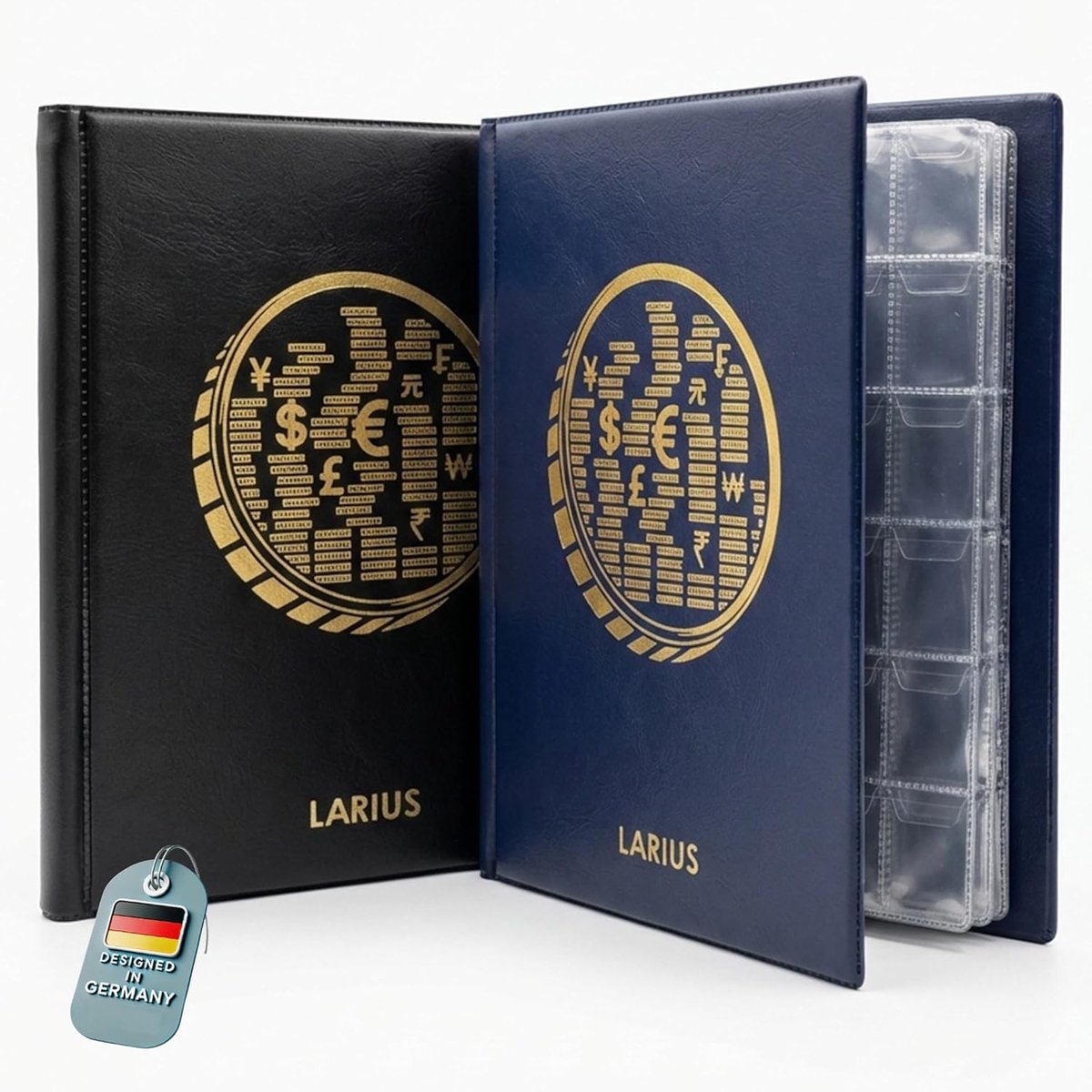 SnelShoppen - Coin album voor 360 munten - 12 bladen met 30 vakjes (30x30 mm) voor 2 Euro & speciale munten - Blauw