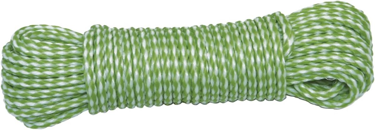SnelShoppen - Multifunctionele Groene en Witte Vlechtplastic Touw Ø 4 mm x 10 m - Polypropyleen Koord voor Tuin, Camping, Vissen, Zeilen en Bevestigen