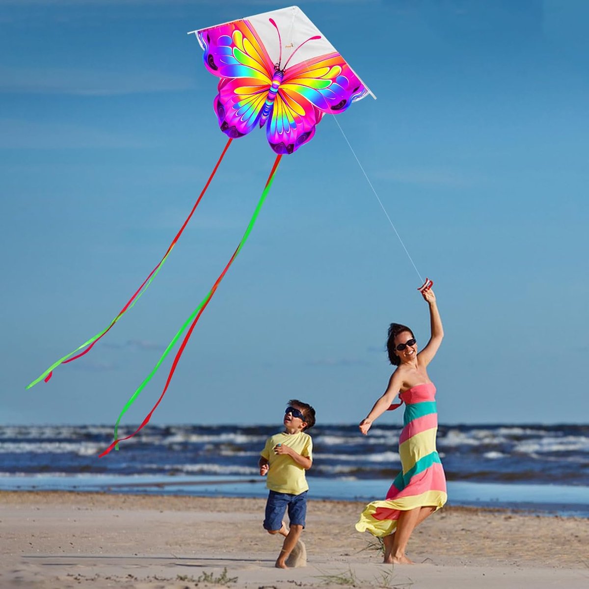 SnelShoppen - 2 Pakketten Vivid Butterfly Kites voor Kinderen en Volwassenen, Makkelijk te Vliegen, Hoogwaardige Stoffen, Uniek Ontwerp, Perfect voor