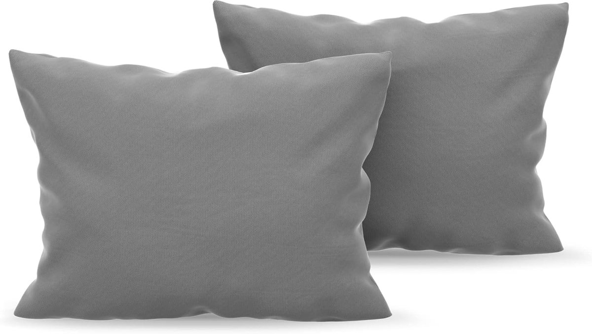 SnelShoppen - Pillowcase Set van 2 - Kussenslopen 40 x 60 cm - Antraciet Microvezel Kussenslopen (100% Polyester) - Erg Zacht voor een Comfortabele Na