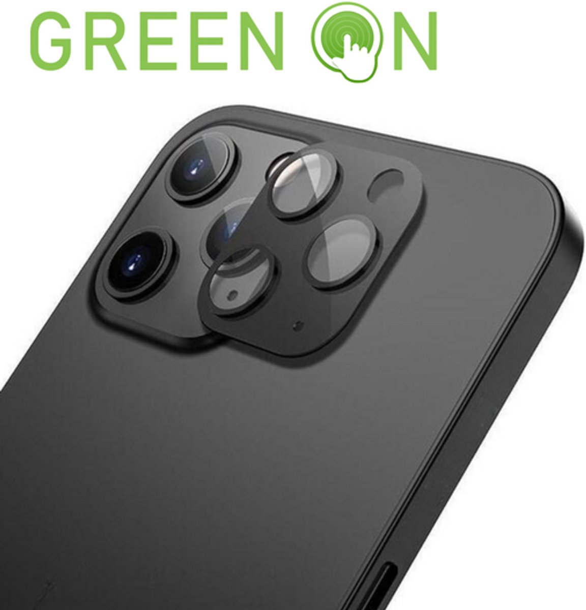 GREEN ON Camera Lens Shield geschikt voor iPhone 16 Pro / 16 Pro Max - 9H Gehard Glas Camerabeschermer - Zwart