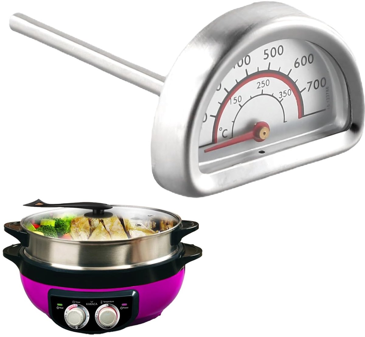 SnelShoppen - Oven Thermometer voor Omnia Oven - Nauwkeurige RVS Keuken Thermometer met 7cm Sensor - Perfect voor Koken en Bakken - Corrosiebestendig
