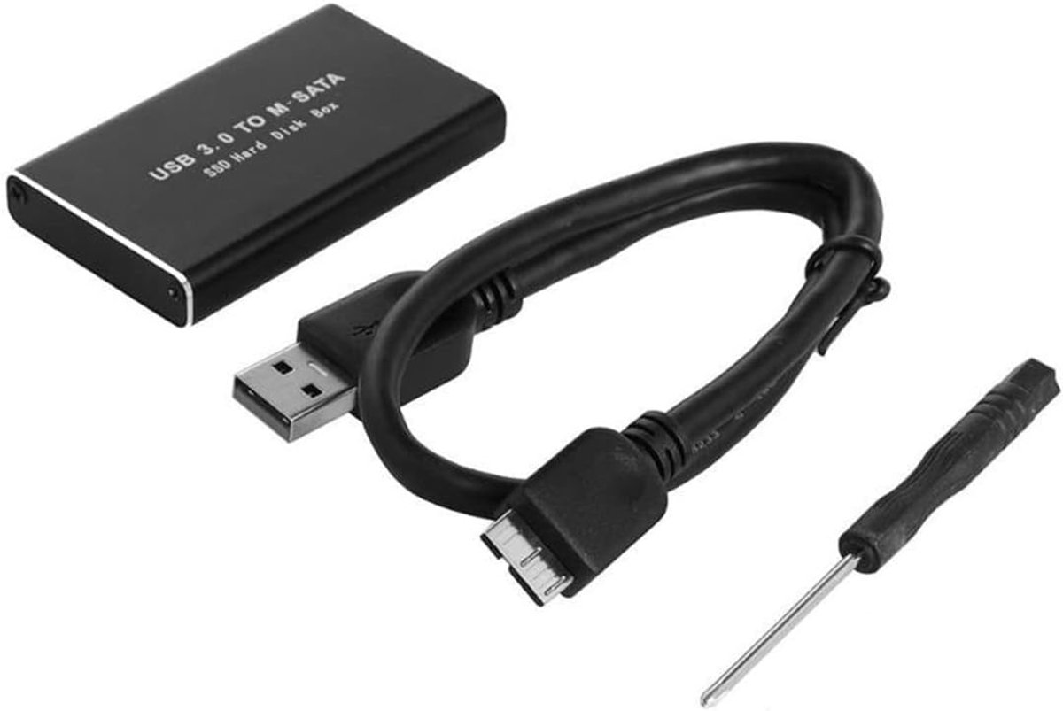 SnelShoppen - MSATA SSD naar USB 3.0 Behuizing Externe Harde Schijf Adapter voor mSATA SSD 30x30mm en 30x50mm - Aluminium Legering - Snelle Gegevensov