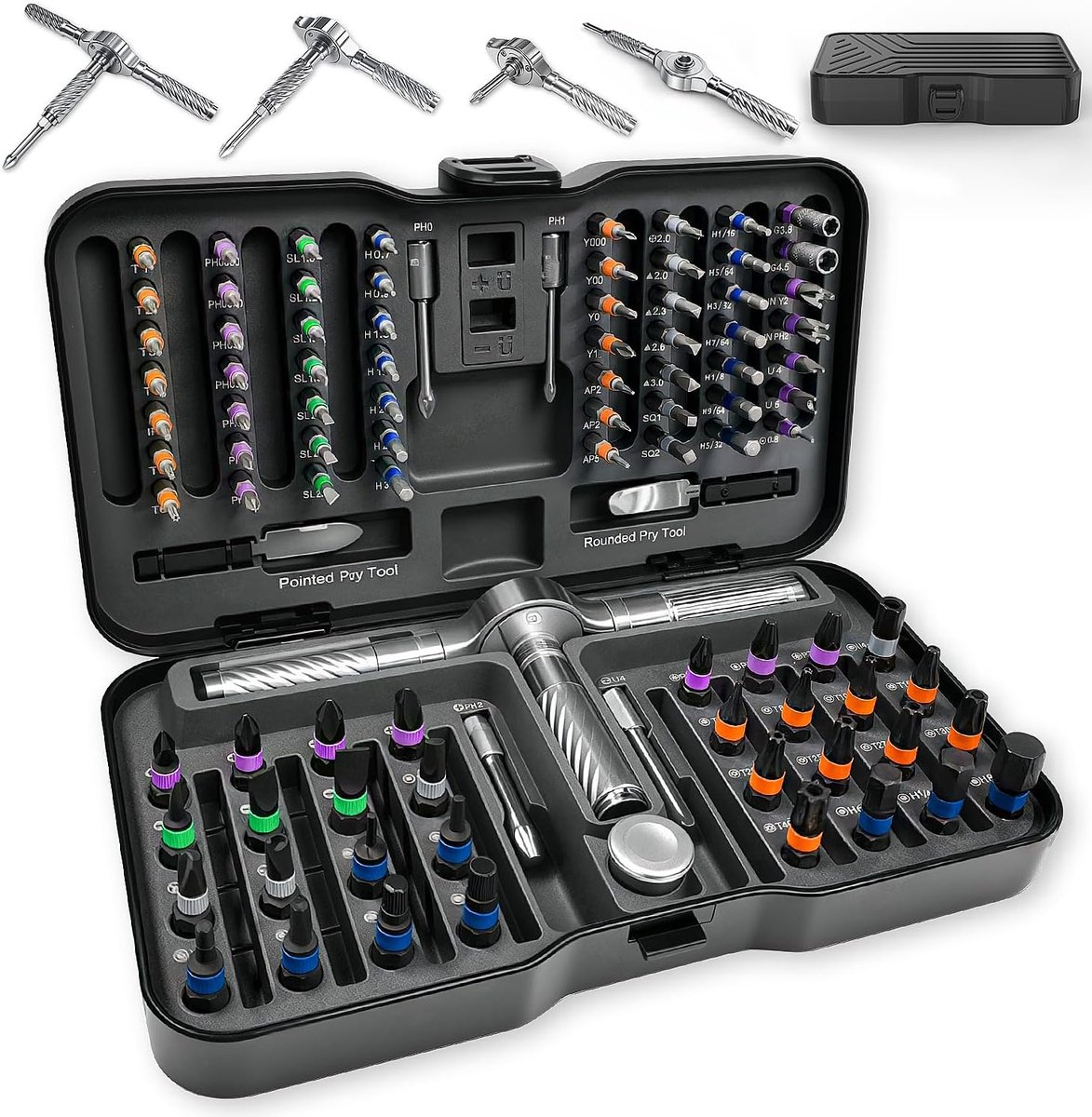 SnelShoppen - 100-in-1 Magnetische Schroevendraaierset, Draagbare Reparatieset voor Meubels, Computers, Fietsen en Doe-Het-Zelvers - Grijs, Multi-Bitv
