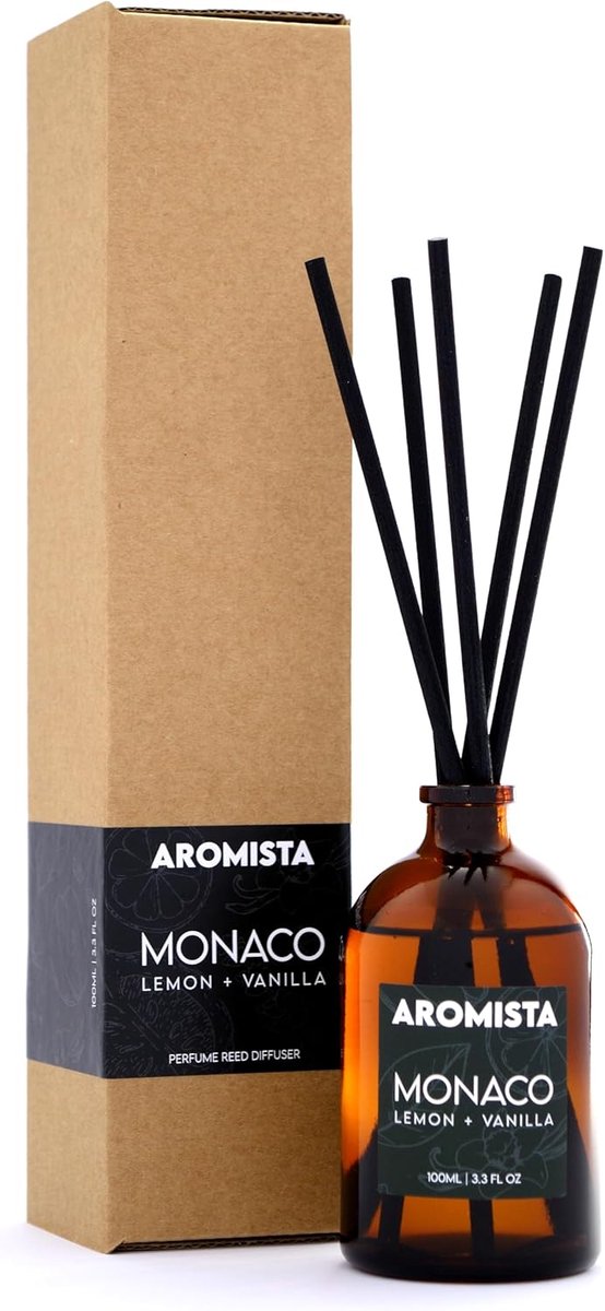 SnelShoppen - Lemon + Vanilla Geurstokjes 100ml - Luxe Geurverspreider - Handgemaakt - Aromatische Oliën - Voor Woonkamer, Keuken, Badkamer - Verfriss