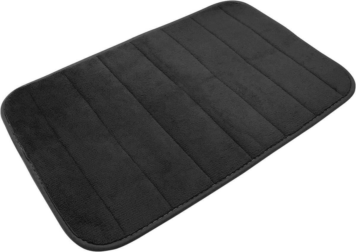 SnelShoppen - Antislip Badmat en Haken Extra Zacht, Absorberend en Snel Droogend Wasbare Badmat voor Badkamer, 39 x 60 cm, Zwart