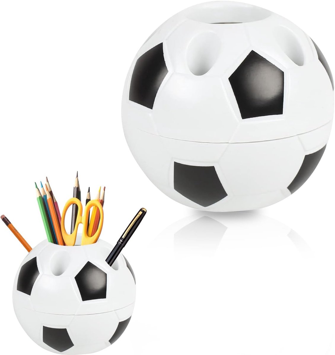 Thijox - Pennenkoker Voetbalstijl - 6 Gaten Kunststof Pennenhouder Tafelorganizer voor Scholieren, Kantoor en Thuis - Perfect Cadeau voor Eerste Schoo
