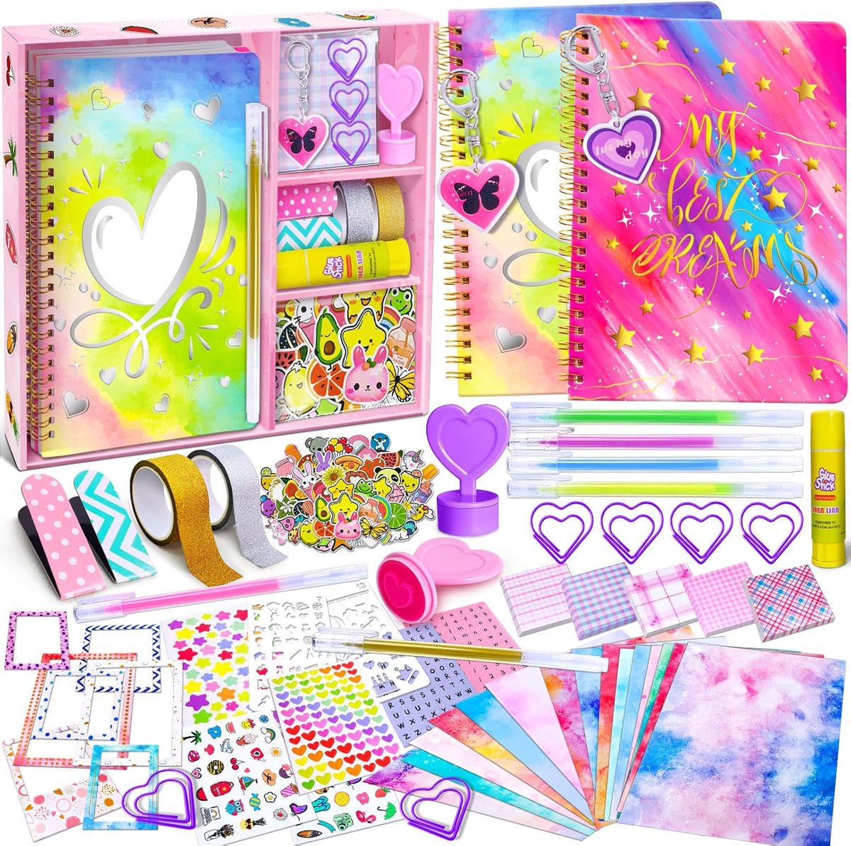 SnelShoppen - DIY Journal Kit voor Meisjes, 2-Pack Dagboek Set voor Tieners - Scrapbook & Dagboek Benodigdheden voor Kinderen 8-14 Jaar, Creatief Schr