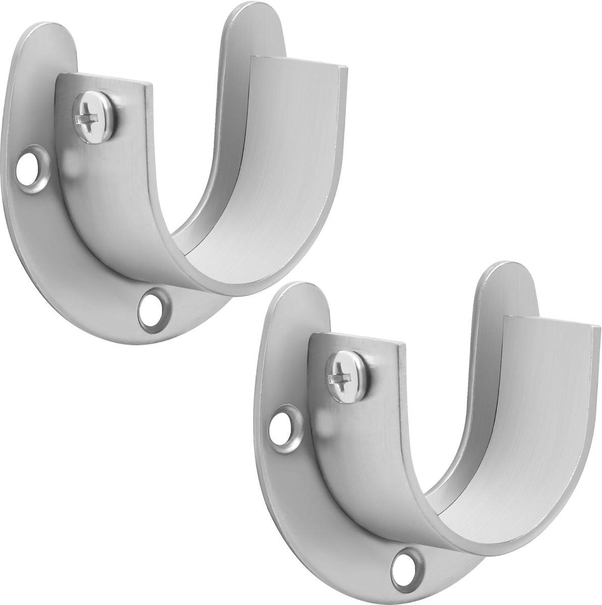 SnelShoppen - U-vormige Gordijnsteun voor Gordijn- of Kaststangen, 35MM Diameter, RVS Brushed, 2 Stuks, Sterk en Duurzaam, Voor Binnen en Buiten Gebru