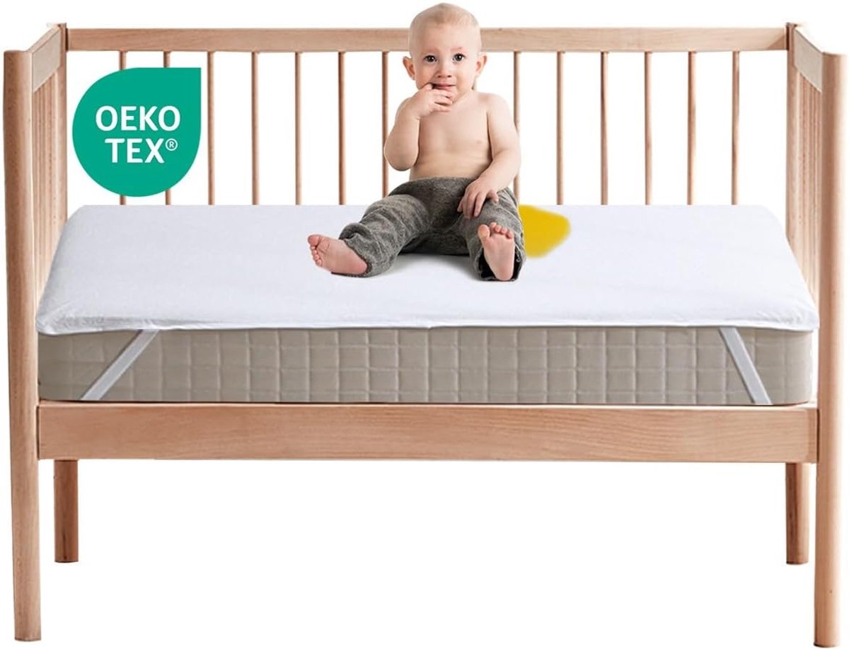 SnelShoppen - Waterproof Matrasbeschermer 70x140cm - Ademend Katoenen Frottee - Absorberend en Comfortabel - Oeko-Tex Gecertificeerd - Ideaal voor Bab