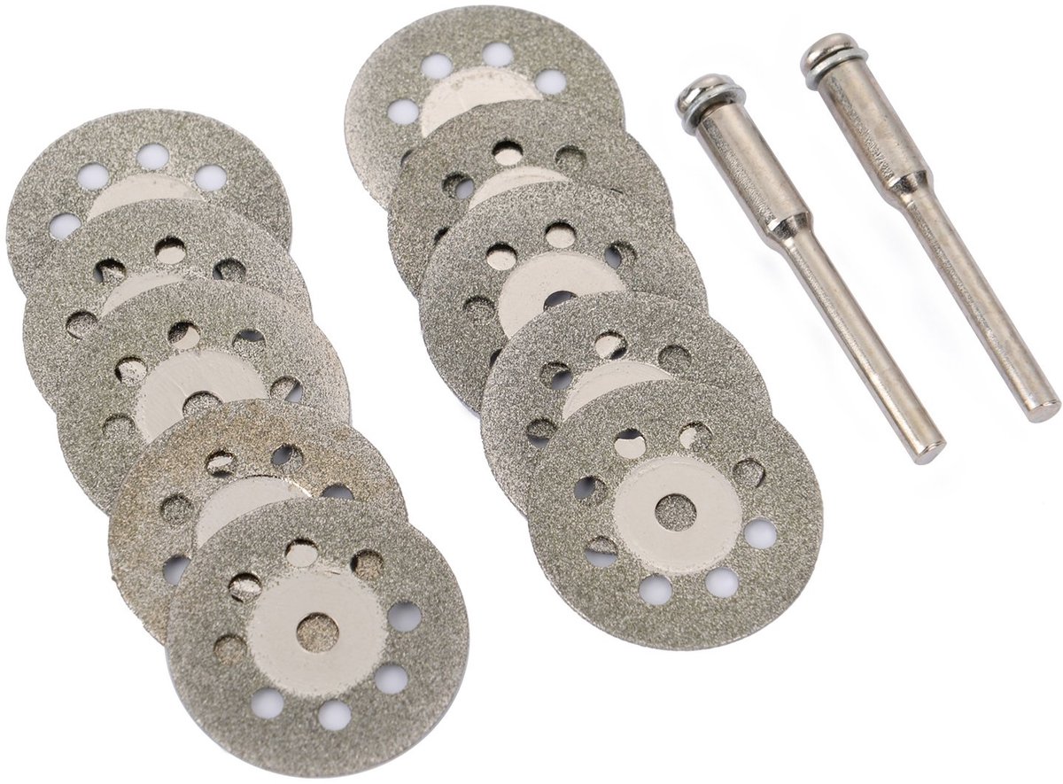 SnelShoppen - 12x 22mm Mini Diamant Snijdisketten voor Edelstenen, Glas, Keramiek, Metalen - Ultra Dun, Perfect voor DIY, Ambachten, en Sieraden Maken
