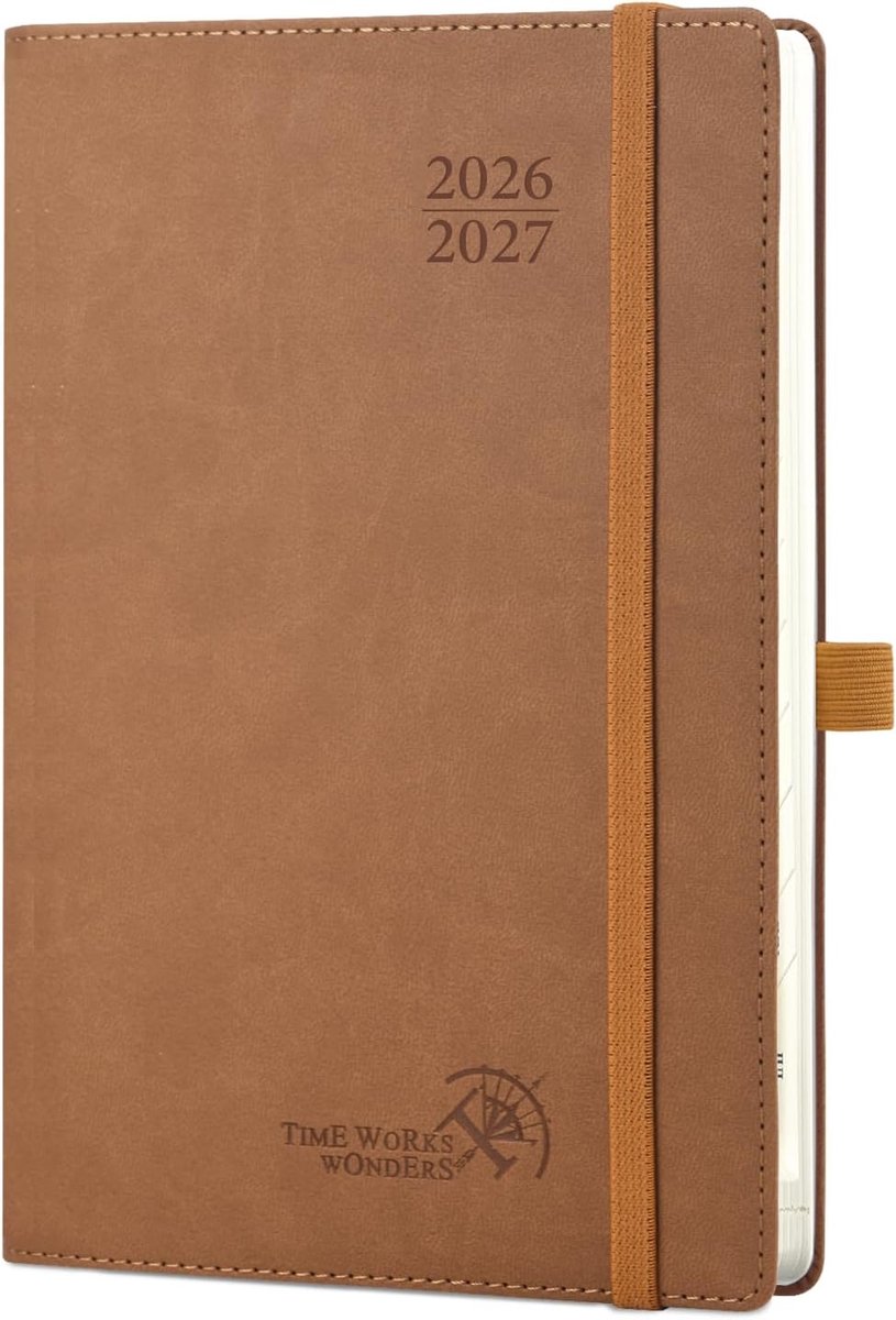 SnelShoppen - Teacher Agenda 2026-2027 A5 - School Planner met PU Soft Cover - Bruin - Voor Onderwijs, Lesroosters, Cijfers en Contacten