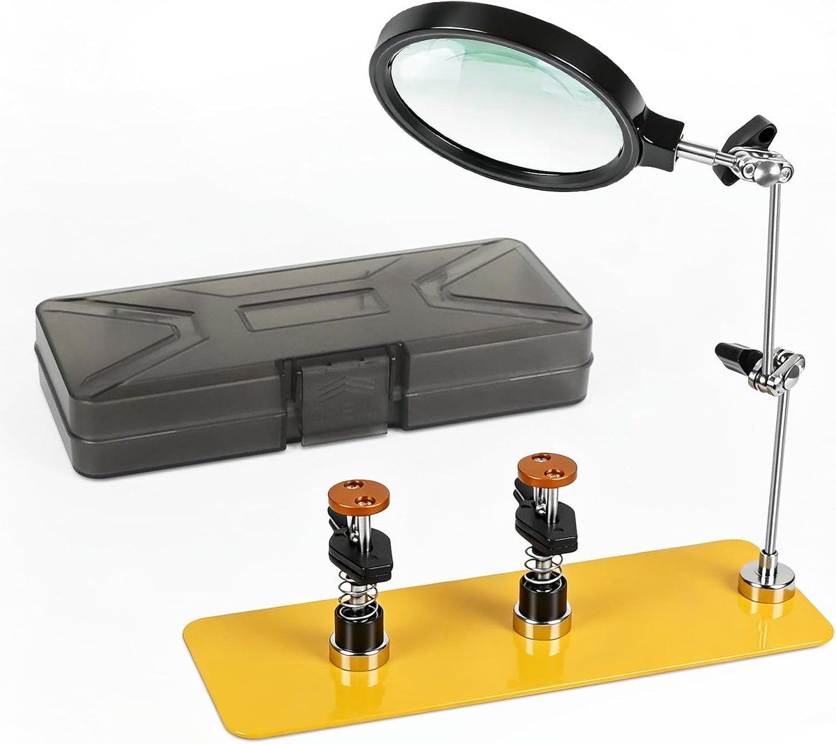 SnelShoppen - Helpende Handen Solderen Stand met Vergrootglas, Verstelbare Arm, Magnetische Base, Dubbele Clips voor Elektronica Reparatie en Hobbywer