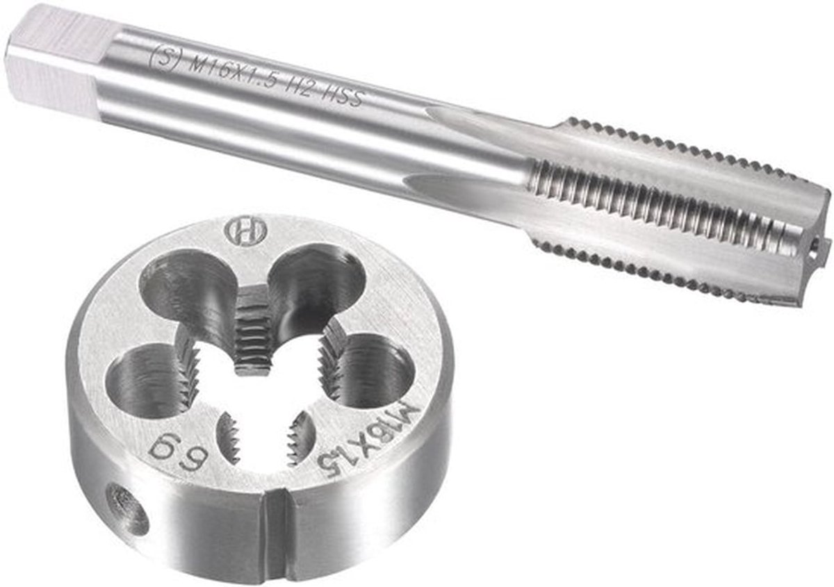 Tap- en Matrijzenset M16 x 1,5 mm - Heavy-duty - Schroefdraadmeter - Precisie Snijden - Nauwkeurig Tikken - Verlengde Duurzaamheid - Schroefdraadset