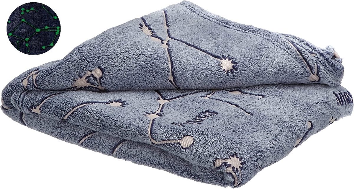 SnelShoppen - Soft Glow in the Dark Constellatie Dekbed - Polyester Single Bed Blanket 130x230cm - Blauw - Ideaal voor Kinderen en Slaapkamers