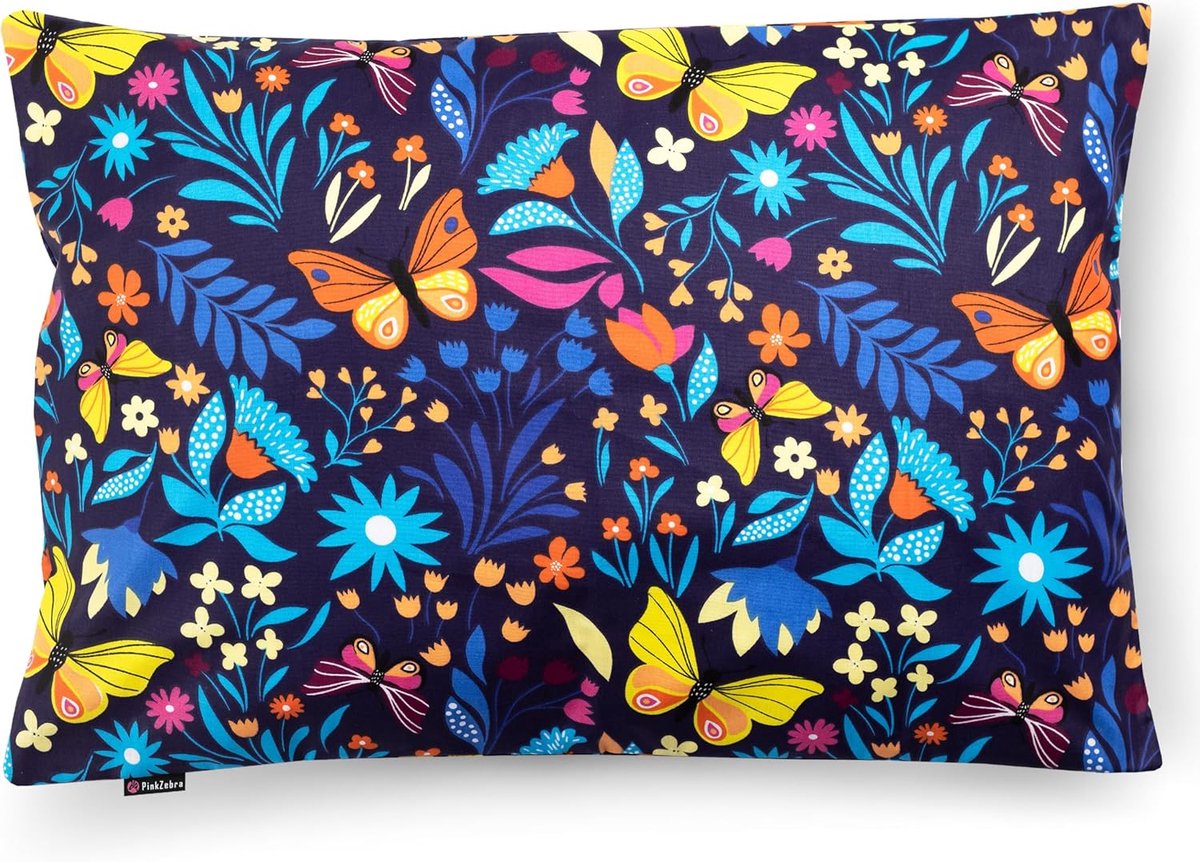 SnelShoppen - Kinderkussenhoes 60x70 cm - 100% Katoen - Dubbelzijdig Design met Vlinders - Oeko-Tex Standaard 100 - Ideaal voor Kinderen en Speelkamer
