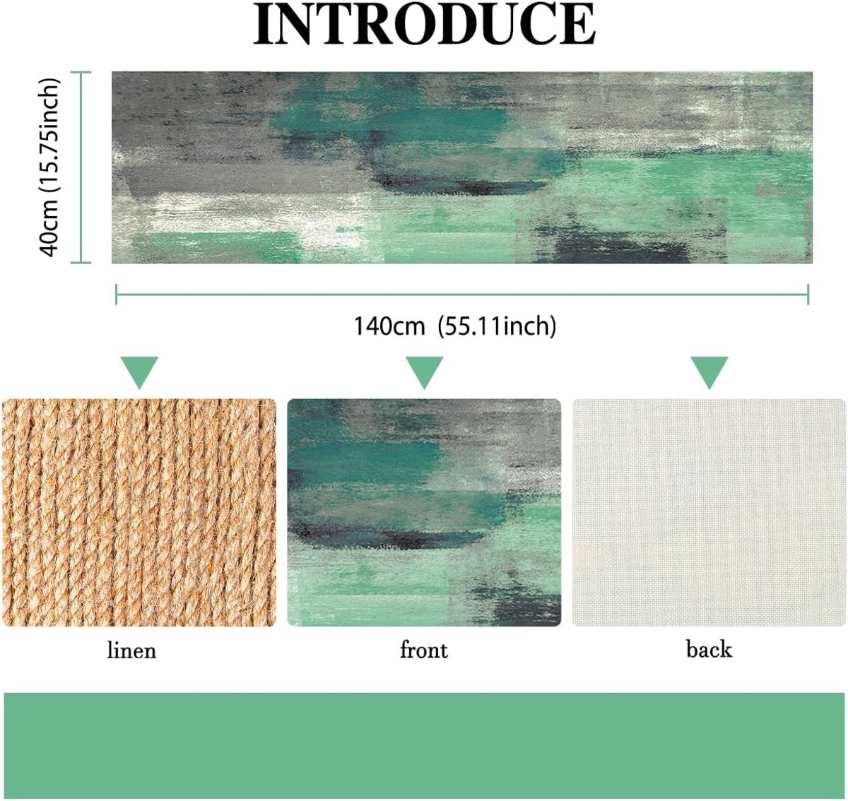 SnelShoppen - Boho Tafelkleed Groen en Grijs - Moderne Tafeldecoratie voor Lente en Zomer - Decoratieve Tafelrunner 40x140cm - Perfect voor Diner, Ker