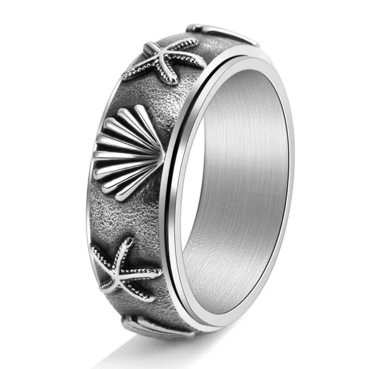 Anxiety Ring - (Strand) - Stress Ring - Fidget Ring - Anxiety Ring For Finger - Draaibare Ring - Spinning Ring - Spinner Ring - Zilverkleurig RVS - (22.25 mm / maat 70)