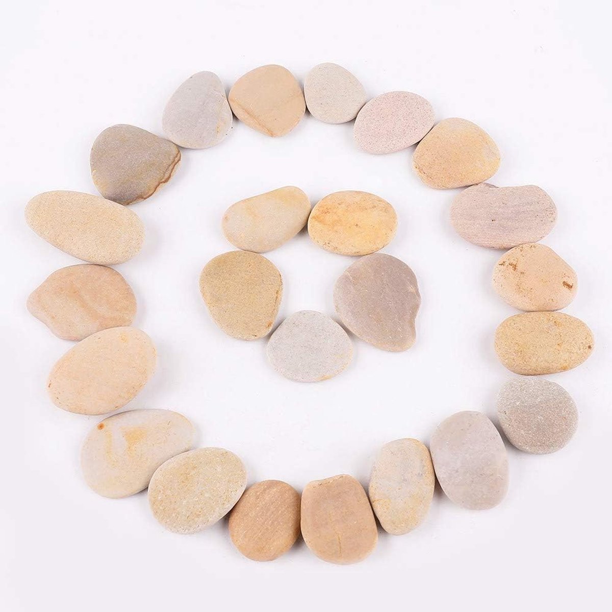 SnelShoppen - 24 Grote Verfstenen voor Kunst, Natuurlijke Beige Rivierstenen, Glad Oppervlak, Perfect voor Schilderen, Creatieve Knutselprojecten, 5-7