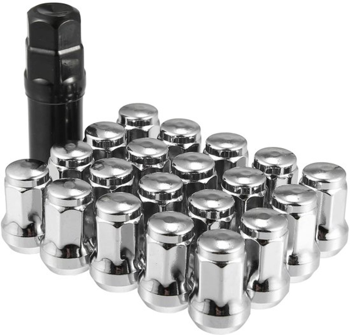 M12x1.5 Auto Wiel Zevenhoekige Moer 32mm - 21 Stuks Zilverkleurig
