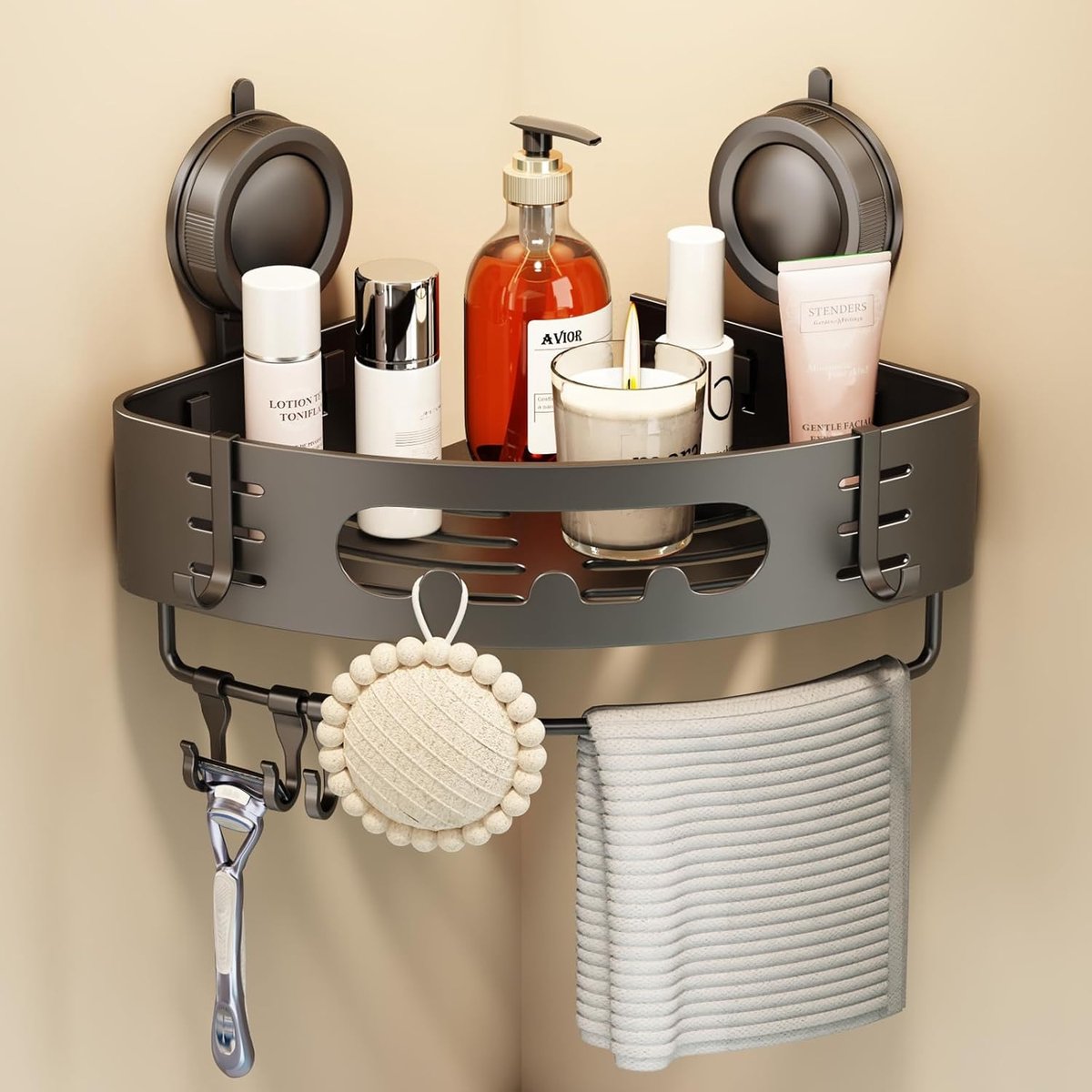 SnelShoppen - Vaatwasser Plank Zonder Boren, Zuignap Doucheplank Hoek, Driehoekige Douchemand, Badkamer Rek, Douche voor Badkamer, Keuken, Toilet, Sha