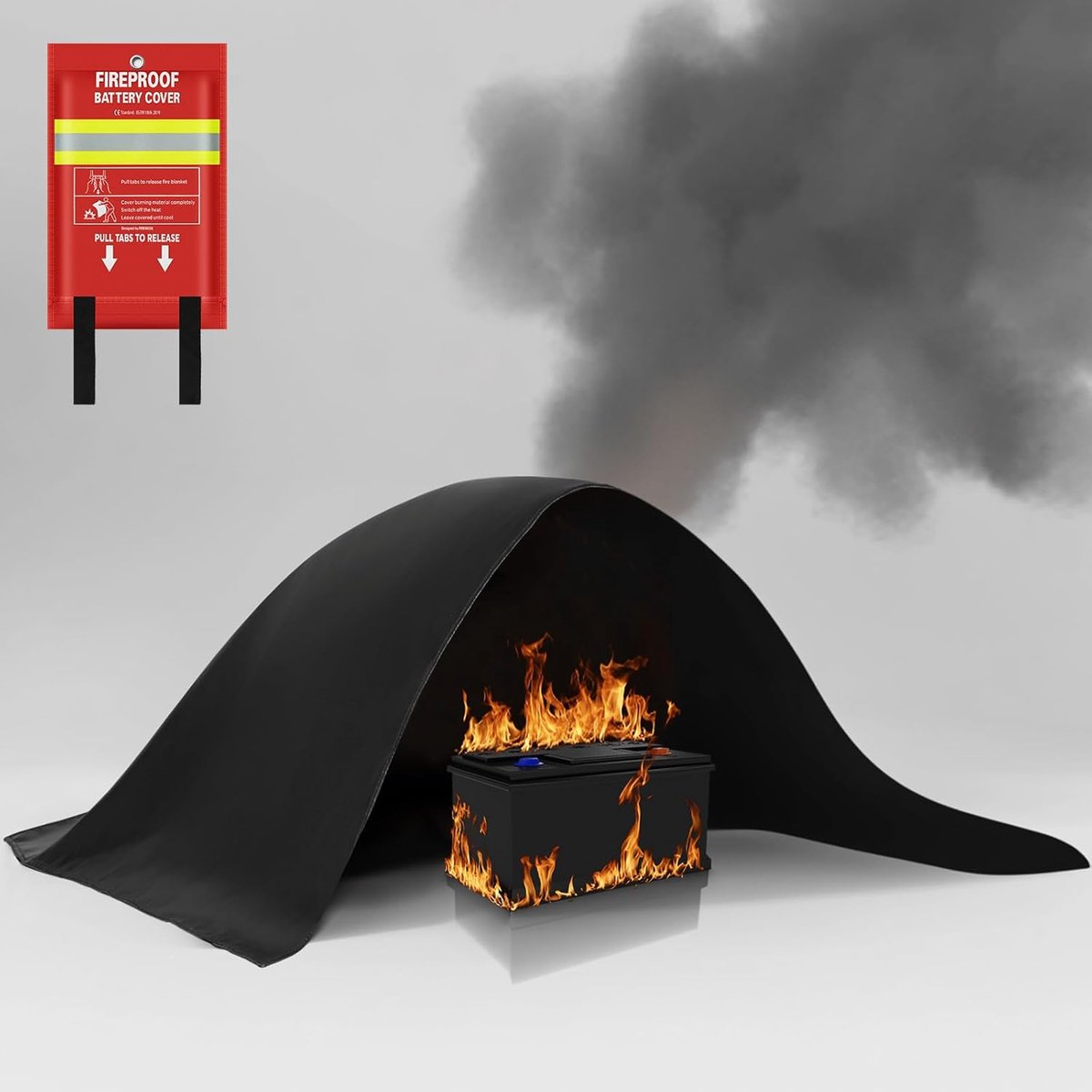 SnelShoppen Brandblusdeken 100 x 125 cm Vuurwerende deken voor lithium batterijen elektrische branden vetbranden grill en meer Hoogwaardige s