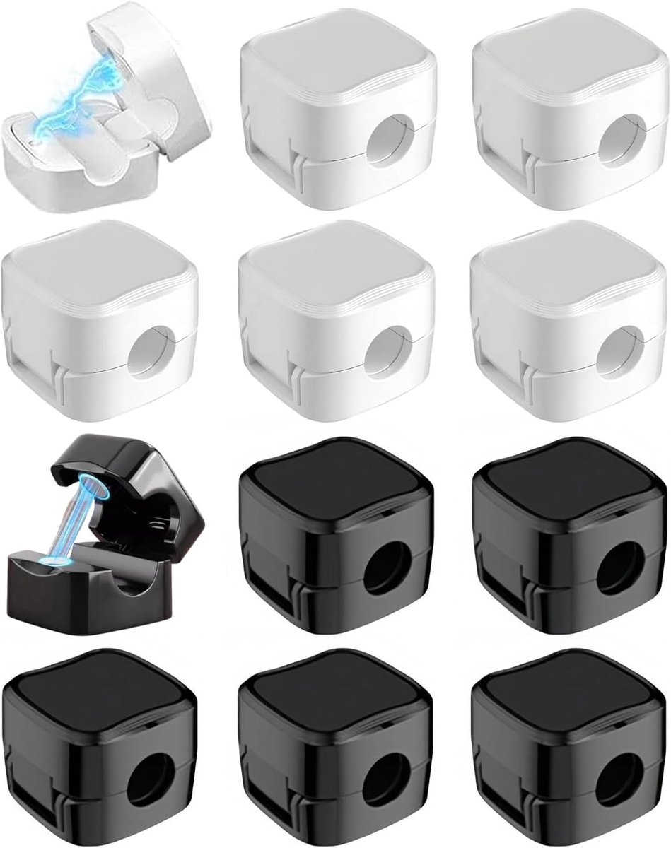 12 Stuks Zelfklevende Magnetische Kabelhouders voor Kabelmanagement op Bureau en Meer