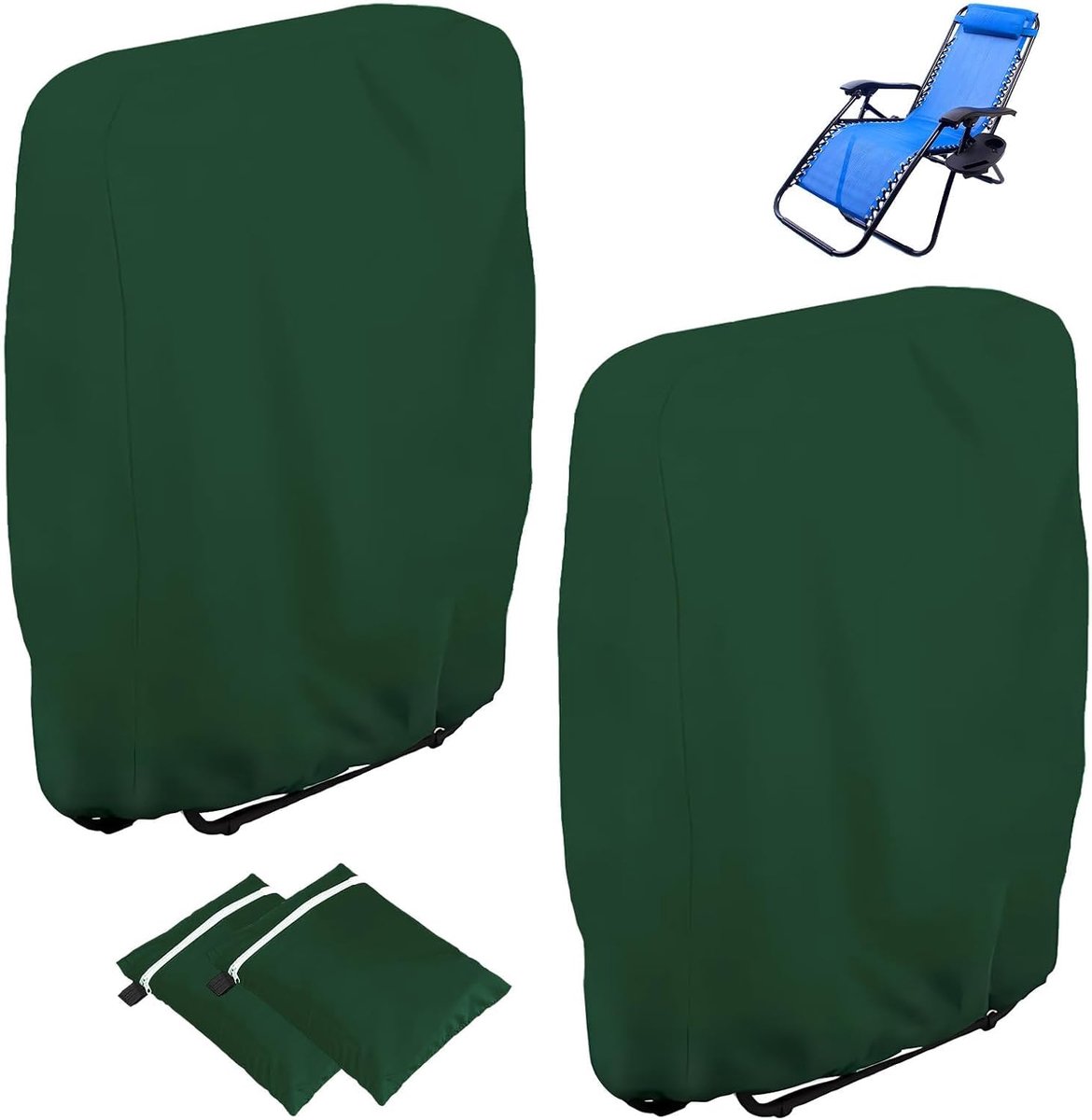 SnelShoppen - Vouwstoel Beschermhoes Set van 2 - 71 x 110 cm Oxford Materiaal - Winddicht, UV-Bestendig, Stofdicht voor Tuinmeubelen, Zonnenbed, Vouws