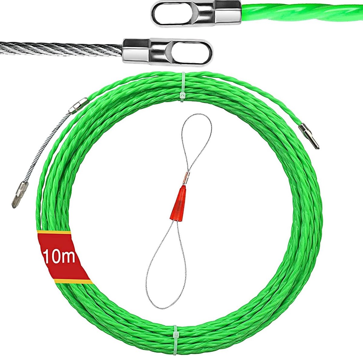 SnelShoppen - Cable Pulling Aid 10 m Retractable Spiral Pull Wire, Pull-In Tape, Kabel Retraction Aids, 2 Guide Springs, Fishing Tape Wire Puller, Gro