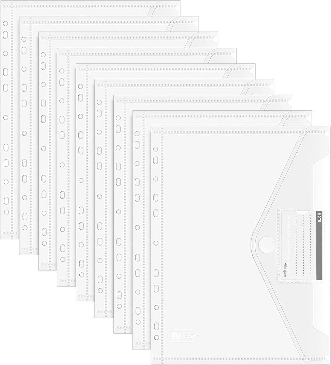 SnelShoppen - 48 Stuks A4 Document Folders - Transparante Opslagmappen met Sluiting en Labelcompartiment - Verbeterde Breedte 32x24cm - Perfect voor O