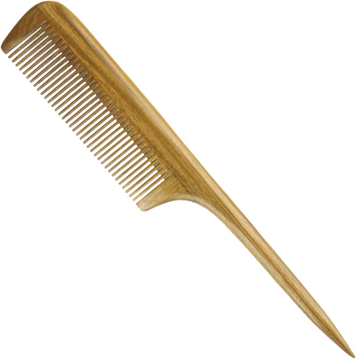 SnelShoppen - Houten Kam met Staart Groen Sandelhout Antistatisch Fijne Tanden Lange Handgreep Voor Vrouwen - Perfect voor Haarstyling en Ontwarren