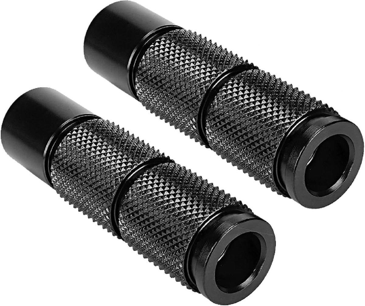 SnelShoppen - 2 Stuks Aluminium Legering Motorfiets Pedalen Rond Accessoires - Zwart - Duurzaam, Lichtgewicht, Corrosiebestendig, Hoogwaardige CNC Afw