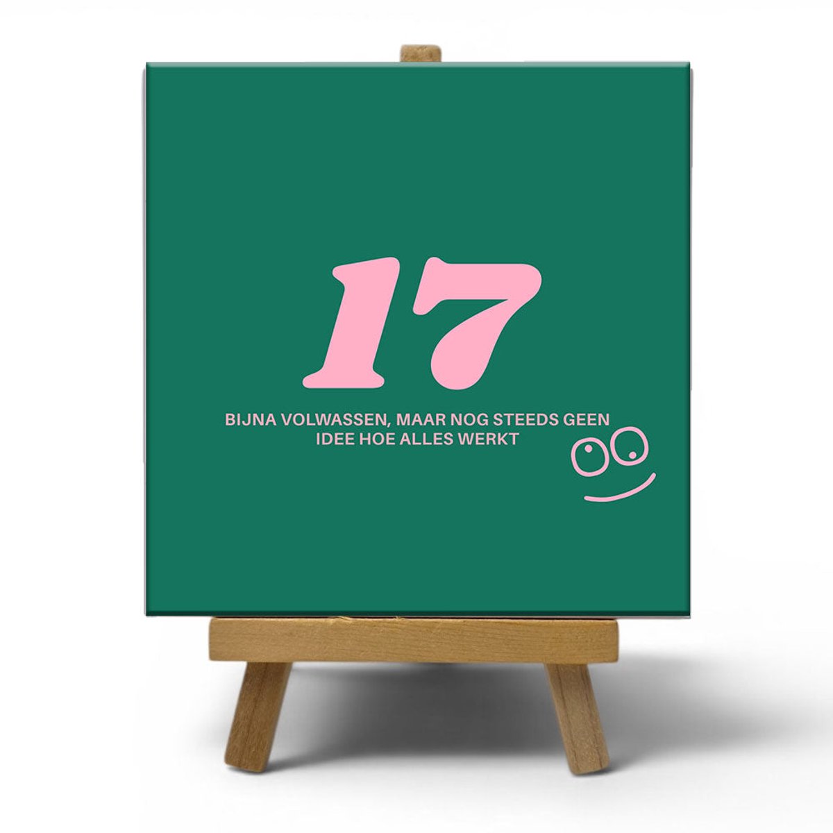 NewCity Geschikt voor Keramisch cadeau tegel 17 jaar - Grappige spreuktegel 17 jarige verjaardag - Cadeau idee voor verjaardag- 11 x 11 cm - Inclusief standaard Verjaardag 17