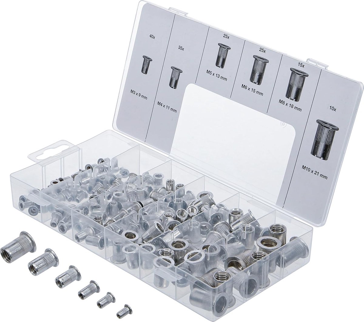 SnelShoppen - Assortiment Pop Nuts - Aluminium Rivet Nuts - 150 Stuks - M3, M4, M5, M6, M8, M10 - Universele Doos - Gereedschap voor Klusprojecten