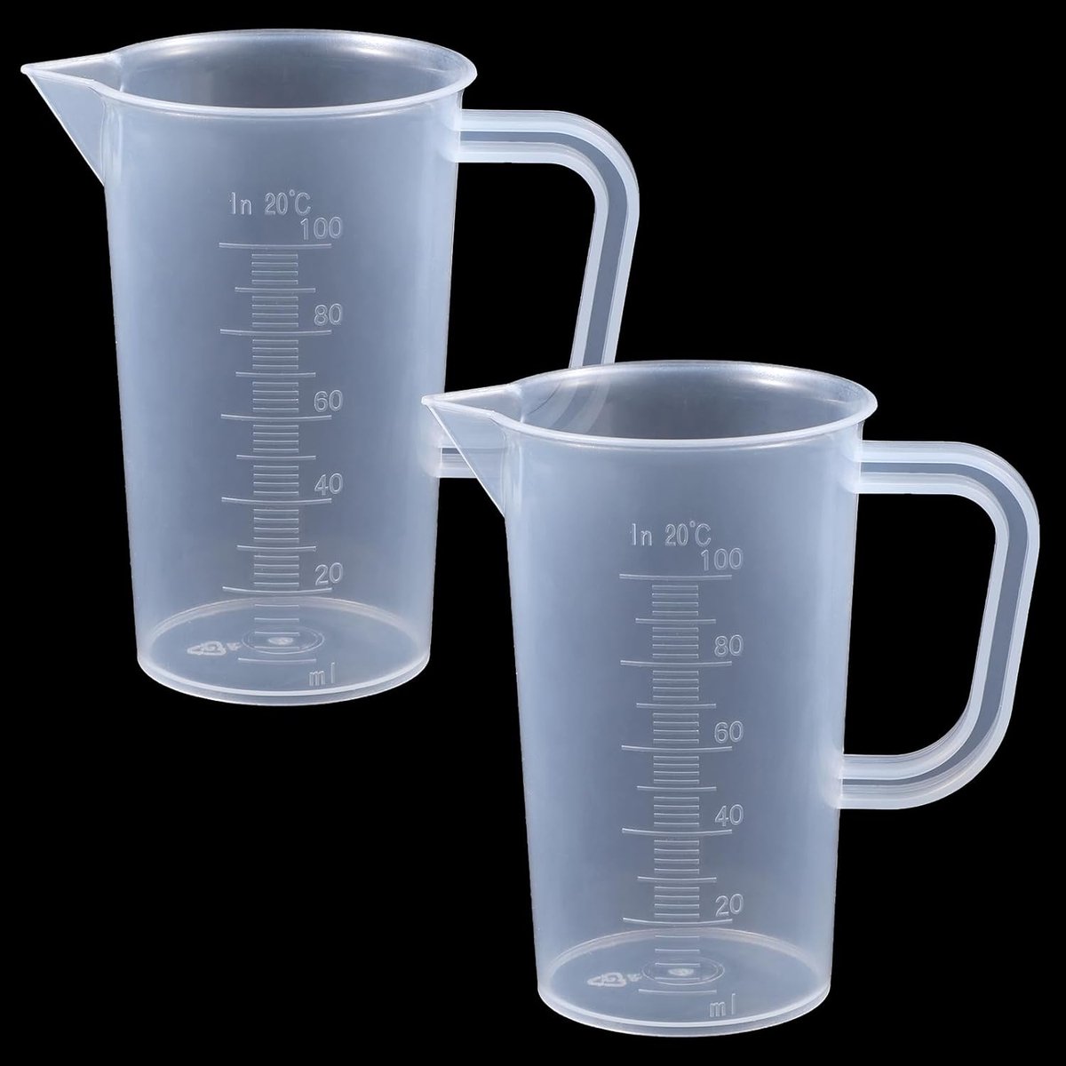 SnelShoppen - 2x 100ml Mini Transparante Meetbekers - Plastic Precisie Maatbeker met Schaal - Duurzaam, Hittebestendig, Herbruikbaar - Perfect voor Ke