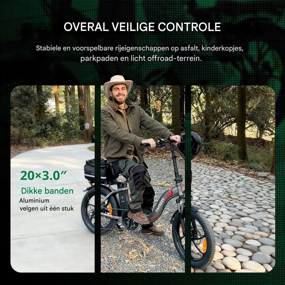Fafrees Elektrische Vouwfiets - E-Bike - 20 x 3.0 Inch Dikke Banden - 20 Inch opvouwbare City Commuter E-Bike thumbnail 6