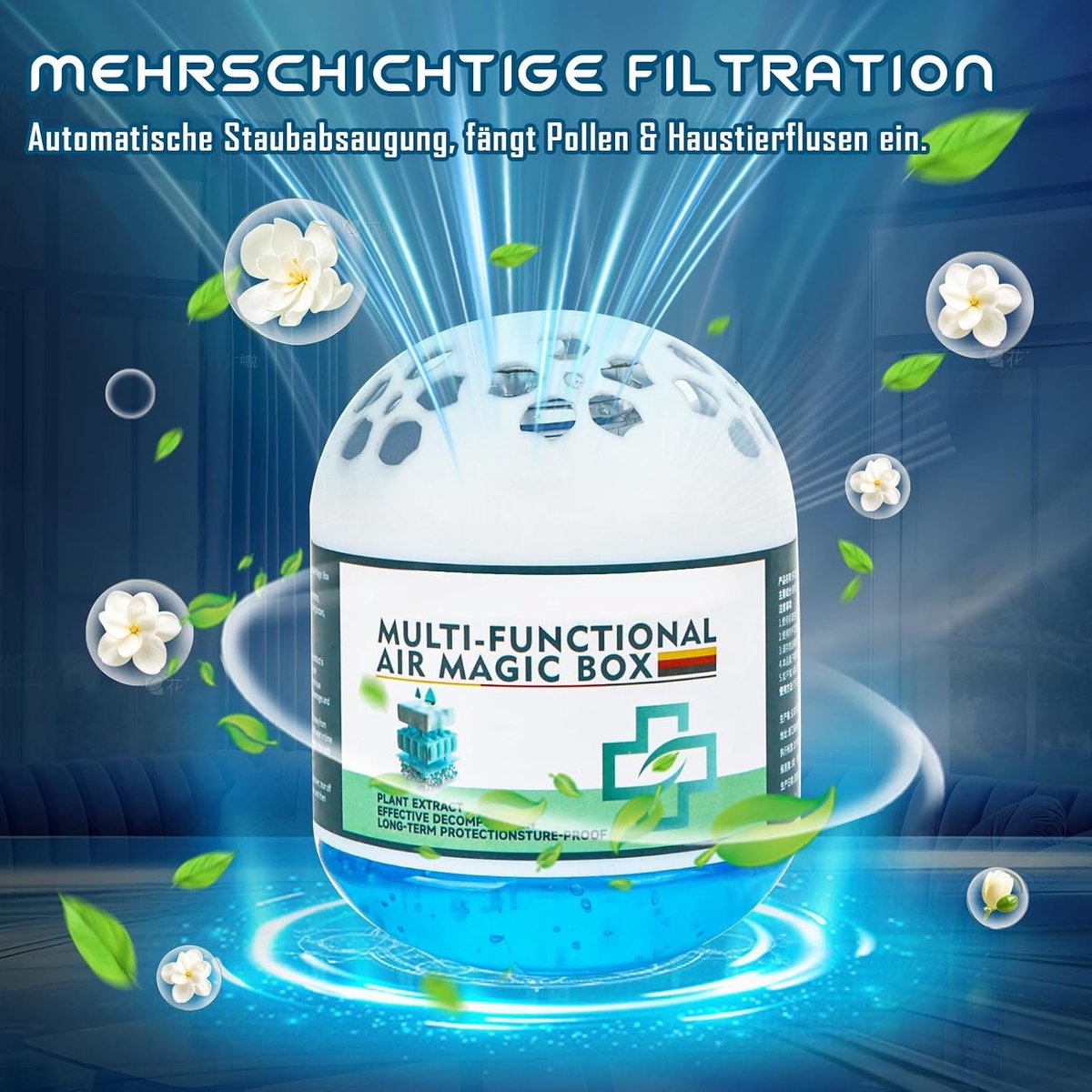 SnelShoppen - 4 stuks Indoor Stofverwijderaar Magic Box, Luchtreiniging, Multifunctionele Luchtreiniger, Duurzaam Polypropyleen, 120 g, Voor Huishoude