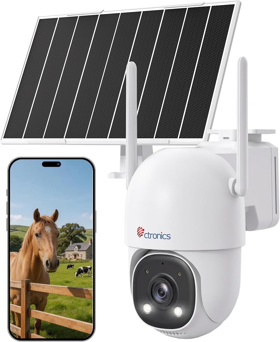SnelShoppen - 4G Solar Surveillance Camera met 24/7 Recording, IP66, PTZ, SIM Support, Mensdetectie, Auto Bewaking tot 30m, 13500mAh Batterij en 8W Zo