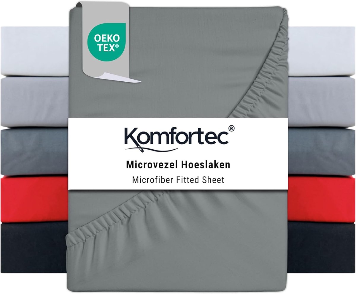 SnelShoppen - Fitted Sheet 90x200 cm - Geschikt voor Matrassen tot 30 cm Hoog - Ronde Elastiek - Grijs - Ideaal voor Bedden, Logies, en Thuisgebruik