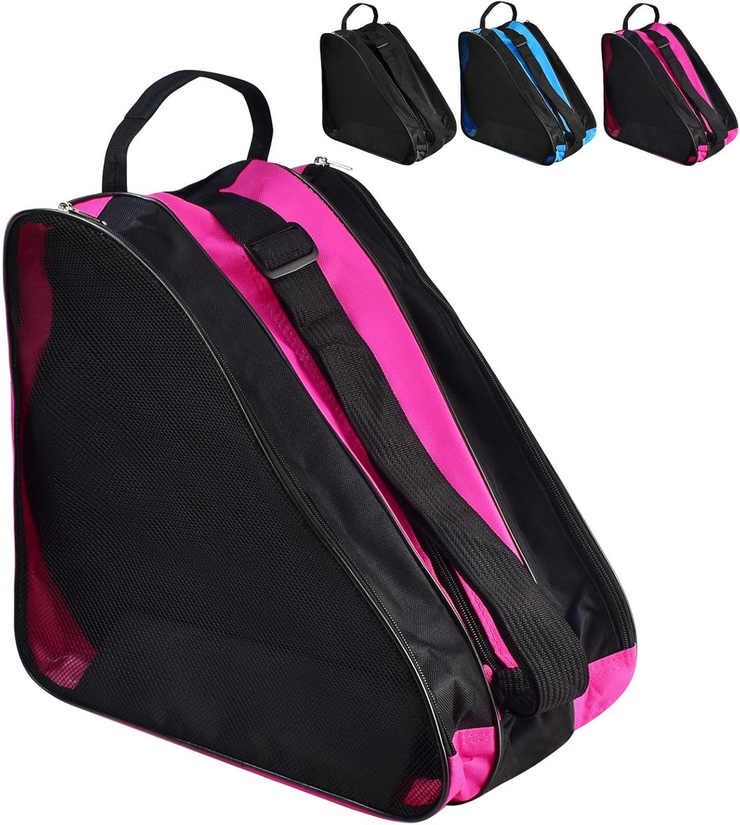 SnelShoppen - Unisex schaatsen tas roze, hoogwaardig Oxford materiaal, robuuste ritsen, sportieve schaats tas voor kinderen en volwassenen, perfect vo