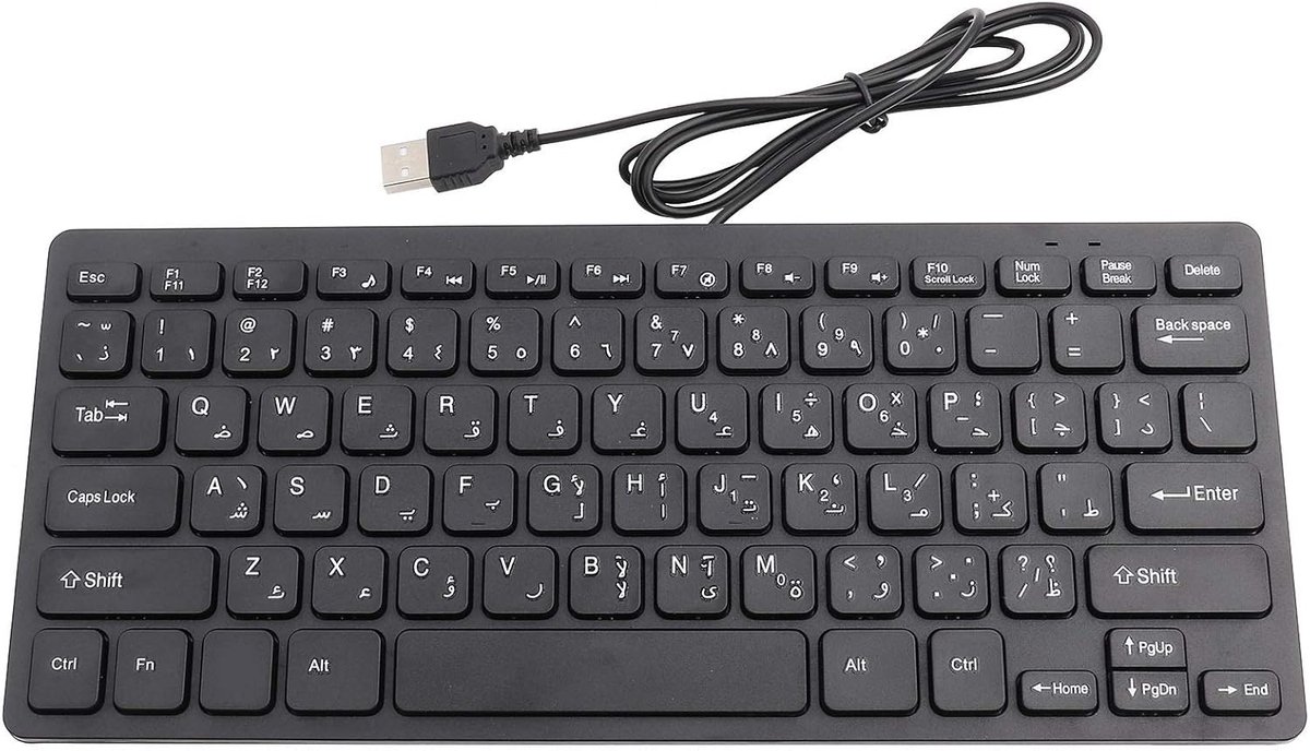 SnelShoppen - Ultra Dun, Stil en Gebruiksvriendelijk 78 Toetsen Toetsenbord voor Laptop, Arabisch Zwart Plug-and-Play, Perfect voor Thuis en Kantoor