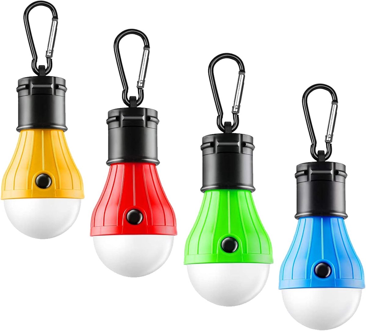 SnelShoppen - 4 Stuks Camping Lampen - Waterdichte, Valbestendige Tentlampen met Carabiner - Ideaal voor Avontuur, Tuin, Garage, Camping, Visserij